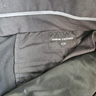 Armani Exchange Men's Long Slacks Black Pants 34W Wool Inseam 32 - Thumbnail 5