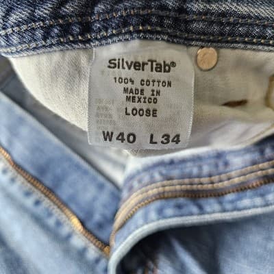 Levis Silvertab W40 L34 Med Wash Blue Jeans Loose Fit Baggy Skater - Thumbnail 15