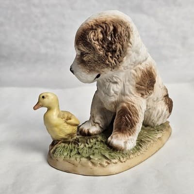Vintage Homco Spaniel Puppy Dog with Duck Porcelain Figurine Series #1413 - Thumbnail 3