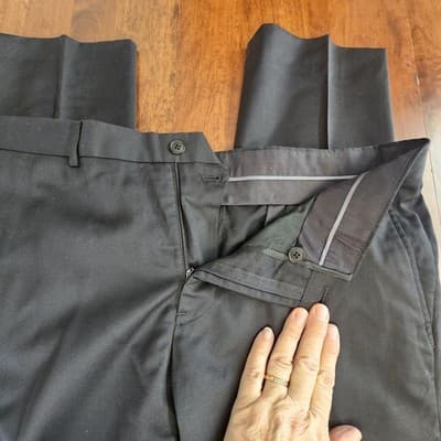 Armani Exchange Men's Long Slacks Black Pants 34W Wool Inseam 32 - Thumbnail 8