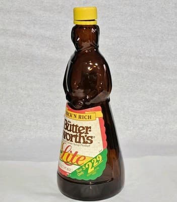 Vintage Mrs. Butterworth's Syrup Bottle Amber Glass 24 oz Plastic Cap Label 10" - Thumbnail 6