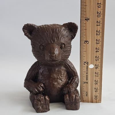 Vintage Red Mill Manufacturing Pecan Shell Resin Sitting Brown Bear Figurine - Thumbnail 7