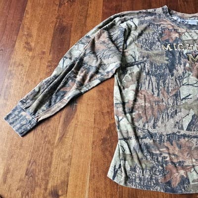 Camo M Michigan Long Sleeve Mens T Shirt 2XL Boggy Creek Camouflage Cotton - Thumbnail 3