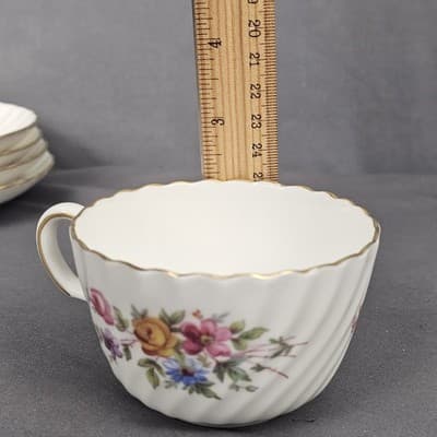 Minton Marlow Fine Bone China Tea Cup & Saucer England Red Back Stamp - Thumbnail 14