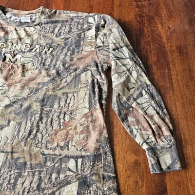 Camo M Michigan Long Sleeve Mens T Shirt 2XL Boggy Creek Camouflage Cotton - Thumbnail 4