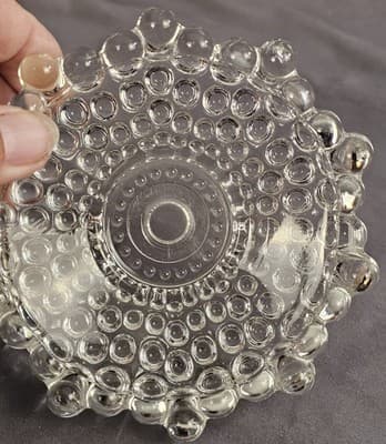 2 Vintage 1920s 1930s Pressed Glass Ashtray Dresser Trinket Tray Dishes Bubble - Thumbnail 10