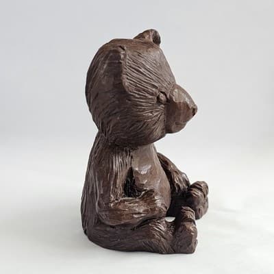 Vintage Red Mill Manufacturing Pecan Shell Resin Sitting Brown Bear Figurine - Thumbnail 2