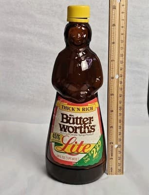 Vintage Mrs. Butterworth's Syrup Bottle Amber Glass 24 oz Plastic Cap Label 10" - Thumbnail 11