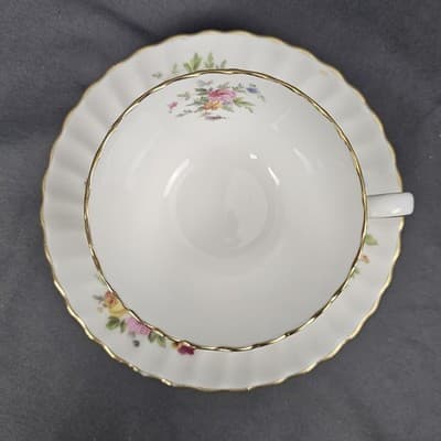 Minton Marlow Fine Bone China Tea Cup & Saucer England Red Back Stamp - Thumbnail 3