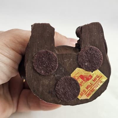 Vintage Red Mill Manufacturing Pecan Shell Resin Sitting Brown Bear Figurine - Thumbnail 6