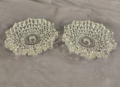2 Vintage 1920s 1930s Pressed Glass Ashtray Dresser Trinket Tray Dishes Bubble - Thumbnail 2