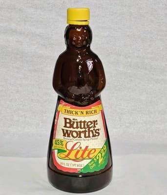 Vintage Mrs. Butterworth's Syrup Bottle Amber Glass 24 oz Plastic Cap Label 10" - Thumbnail 7