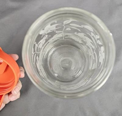 VTG Tang Drink Anchor Hocking Pitcher Clear Glass Etched Lily Orange Lid 1 Qt - Thumbnail 8