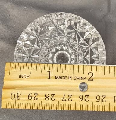 Vintage Miniature 4” Cut Glass Bud Vase Starburst Design With Sawtooth Edge - Thumbnail 7