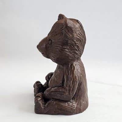 Vintage Red Mill Manufacturing Pecan Shell Resin Sitting Brown Bear Figurine - Thumbnail 4