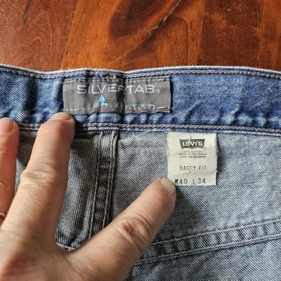 Levis Silvertab W40 L34 Med Wash Blue Jeans Loose Fit Baggy Skater - Thumbnail 11