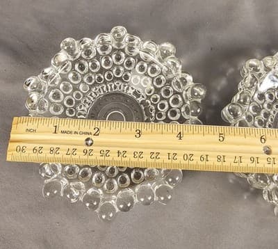 2 Vintage 1920s 1930s Pressed Glass Ashtray Dresser Trinket Tray Dishes Bubble - Thumbnail 6