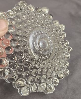 2 Vintage 1920s 1930s Pressed Glass Ashtray Dresser Trinket Tray Dishes Bubble - Thumbnail 9