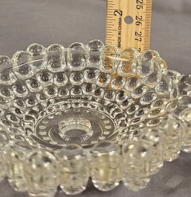 2 Vintage 1920s 1930s Pressed Glass Ashtray Dresser Trinket Tray Dishes Bubble - Thumbnail 7