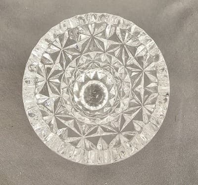 Vintage Miniature 4” Cut Glass Bud Vase Starburst Design With Sawtooth Edge - Thumbnail 3