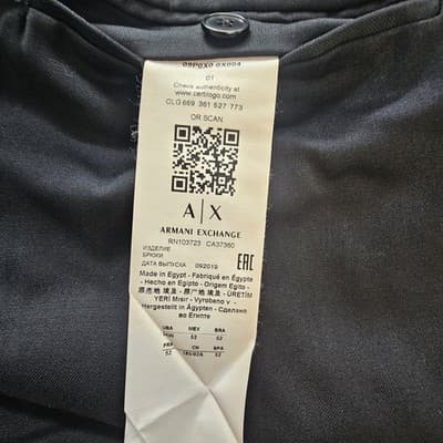 Armani Exchange Men's Long Slacks Black Pants 34W Wool Inseam 32 - Thumbnail 13
