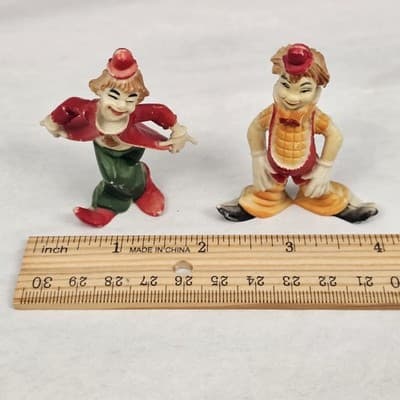 Vintage Plastic Clown Figuines, Made In Hong Kong Lot (2) - Thumbnail 5