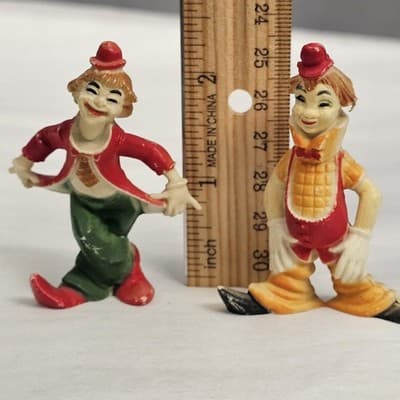 Vintage Plastic Clown Figuines, Made In Hong Kong Lot (2) - Thumbnail 6