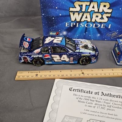 1/24 REVELL #24 JEFF GORDON 1999 Monte Carlo STAR WARS EP 1 Pepsi 2 Car BANK Set - Thumbnail 18