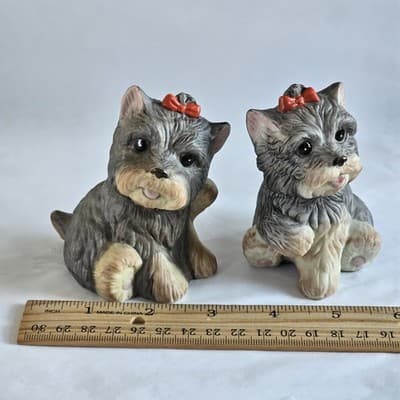 Vintage Yorkshire Terrier Dog Figurines by HOMCO Yorkie Dog W/ Bow 3.5” Set of 2 - Thumbnail 8