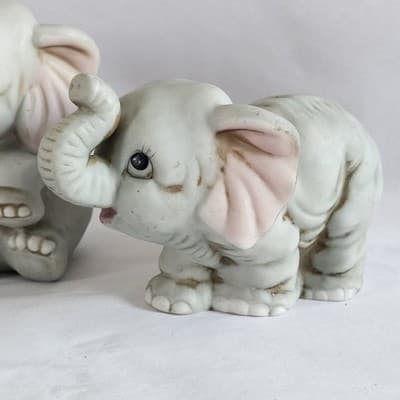 Baby Elephant Figurines # 1400 Home Interiors Set of 3 Homco Ceramic Philippines - Thumbnail 5