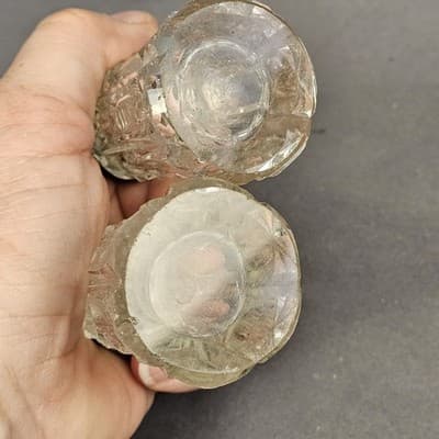 Antique Cut Glass salt & pepper shakers - Heavy Clear Glass - Thumbnail 4
