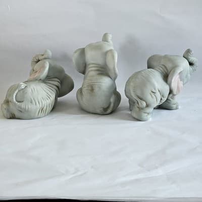 Baby Elephant Figurines # 1400 Home Interiors Set of 3 Homco Ceramic Philippines - Thumbnail 6
