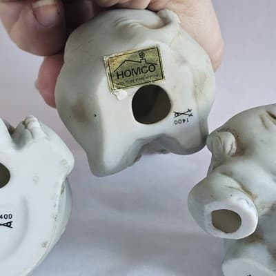 Baby Elephant Figurines # 1400 Home Interiors Set of 3 Homco Ceramic Philippines - Thumbnail 8