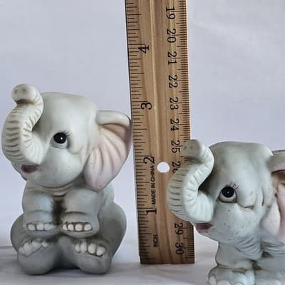Baby Elephant Figurines # 1400 Home Interiors Set of 3 Homco Ceramic Philippines - Thumbnail 11
