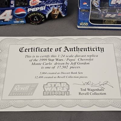 1/24 REVELL #24 JEFF GORDON 1999 Monte Carlo STAR WARS EP 1 Pepsi 2 Car BANK Set - Thumbnail 5