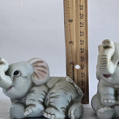 Baby Elephant Figurines # 1400 Home Interiors Set of 3 Homco Ceramic Philippines - Thumbnail 12