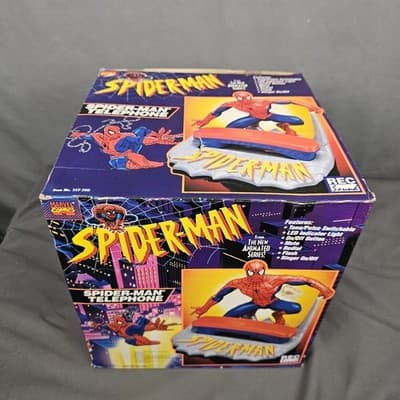 Vintage Spider-Man Telephone Marvel Comics 1994 With Box And Bonus Hand Set NIB - Thumbnail 3