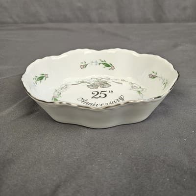 Vintage 1984 Lefton 25th Anniversary Bowl Trinket Dish - Thumbnail 2