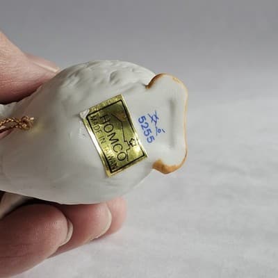 Lot of 3 Vintage Homco #5255 White Christmas Geese Ornaments Porcelain 3½" EUC - Thumbnail 4