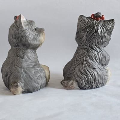 Vintage Yorkshire Terrier Dog Figurines by HOMCO Yorkie Dog W/ Bow 3.5” Set of 2 - Thumbnail 4