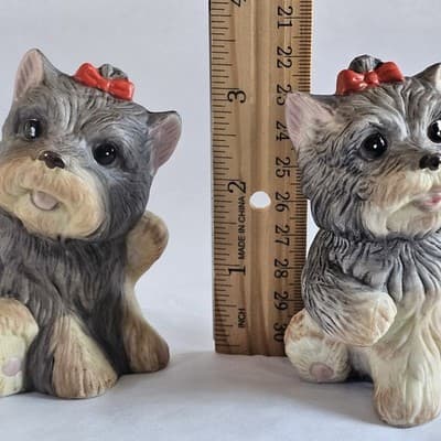 Vintage Yorkshire Terrier Dog Figurines by HOMCO Yorkie Dog W/ Bow 3.5” Set of 2 - Thumbnail 9