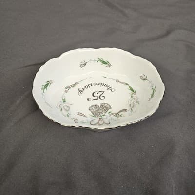 Vintage 1984 Lefton 25th Anniversary Bowl Trinket Dish - Thumbnail 3