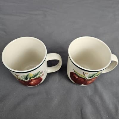 Apple Coffee Mugs Tea Fruit Cups Casual By China Pearl Set Of 2 - Thumbnail 2