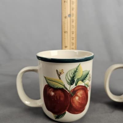 Apple Coffee Mugs Tea Fruit Cups Casual By China Pearl Set Of 2 - Thumbnail 6