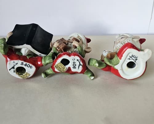Christmas Elf Homco Set 3 Elves Porcelain Elves Lot Of 3 Toymakers Vintage Santa - Thumbnail 8