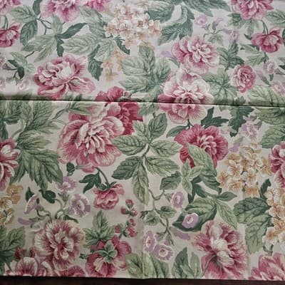 Vintage Braemore Fabric Floral 54" x 32" Upholstery Tan Color - Thumbnail 2