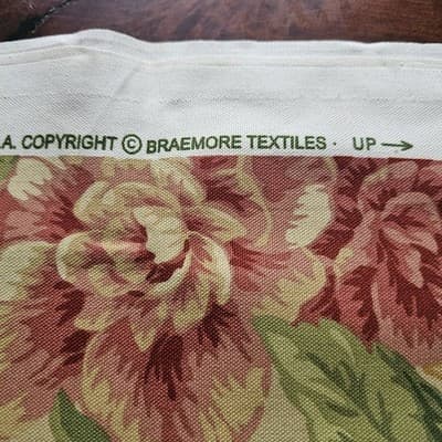 Vintage Braemore Fabric Floral 54" x 32" Upholstery Tan Color - Thumbnail 4