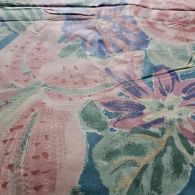 Vintage Bloomscraft Fabric Screen Print w Teflon Floral Cotton 54 x 54, 1.5 Yard - Thumbnail 2