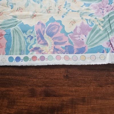 Vintage Bloomscraft Fabric Screen Print w Teflon Floral Cotton 54 x 54, 1.5 Yard - Thumbnail 3