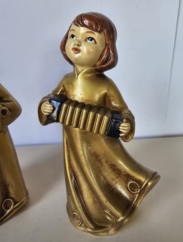 Norcrest Vintage Angel Accordion Flute Girls Vintage Decor Retro Pair - Thumbnail 2